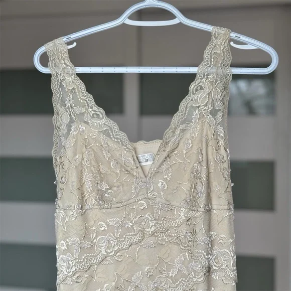 Vintage Beaded Cream Lace Dress - Picture 3 of 12